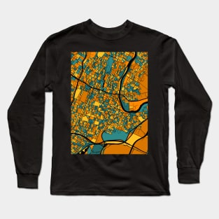 Newark Map Pattern in Orange & Teal Long Sleeve T-Shirt